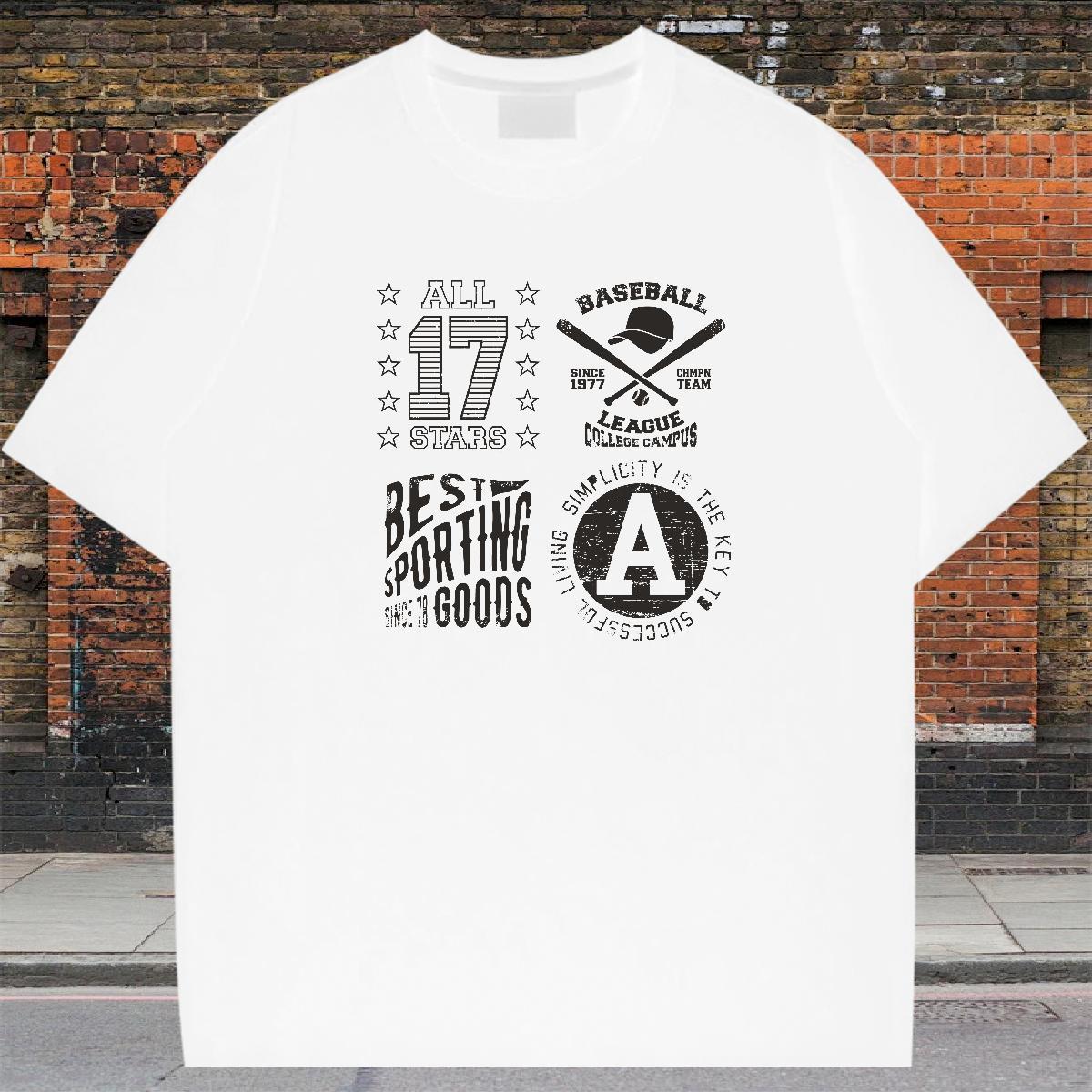 Unisex Men Tops Tees 230g Pure Cotton High Street Hip Hop letter Oversized 3XL 4XL Round Neck Short Sleeve Custom T-Shirts Tees Shirts