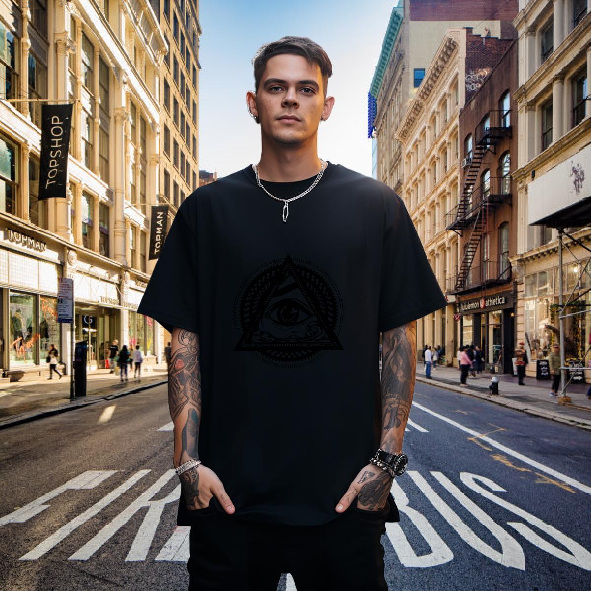 T-Shirts for Men 100% Cotton 230g eyes Street Breathable Crew Neck Graphic Men Tshirts DIY Customized Free Shipping Top Tees