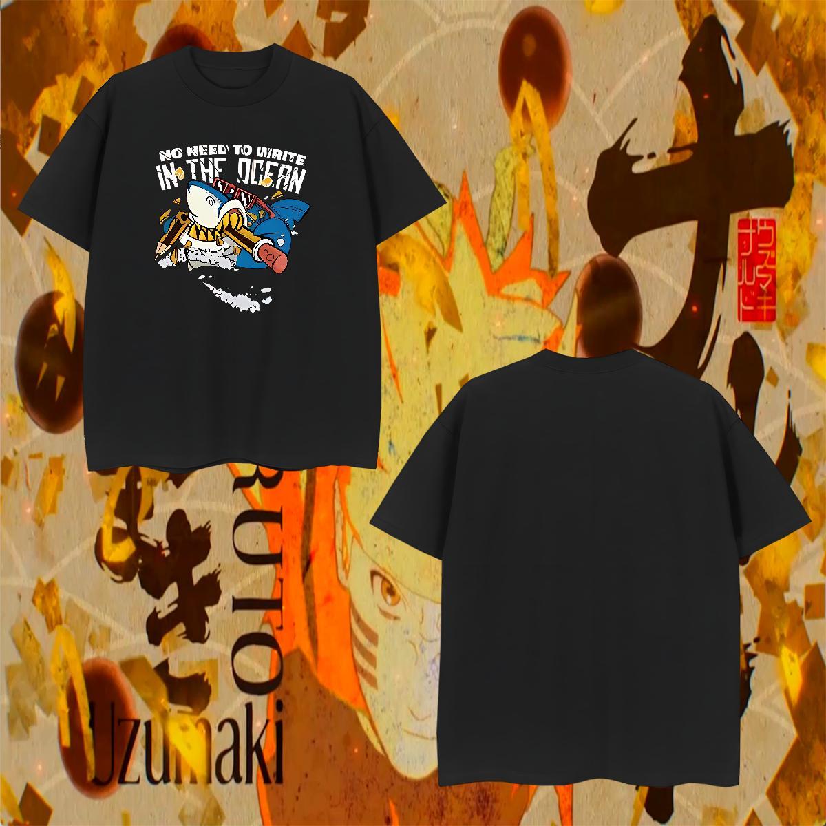 TOP Quality Mens Tshirts 230g Cotton shark Mens T Shirts Anime Printing Street O-Neck Short Sleeve Customized Print Free Shipping Tees