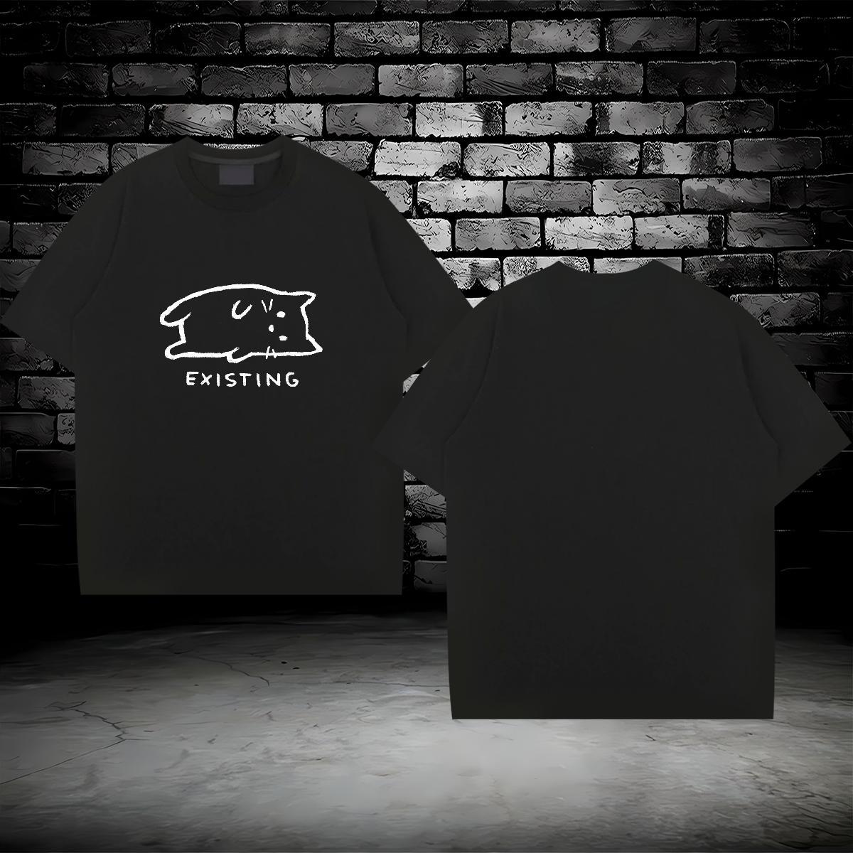 Man T Shirts 230g Pure Cotton cat Casual Beach O Neck Short Sleeves Oversized Men Tees Designer Fashion Soft Wear