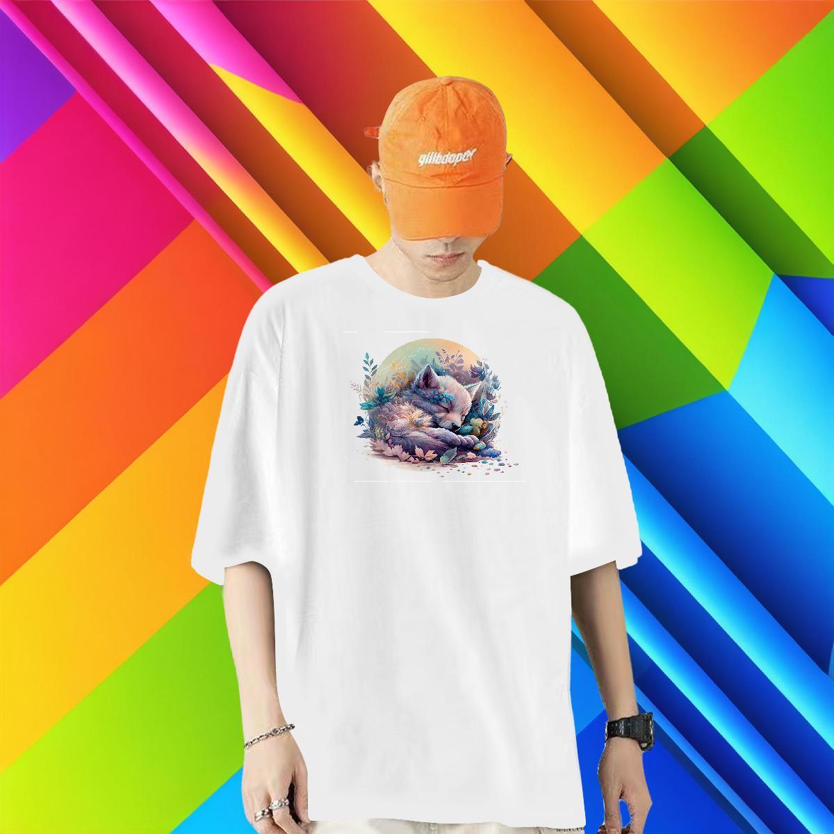 2024 Man T Shirts 230g Cotton wolf Casual Daily Wear Tshirts Breathable Crew Neck TOP Quality Men Tops Tees White Plus Size