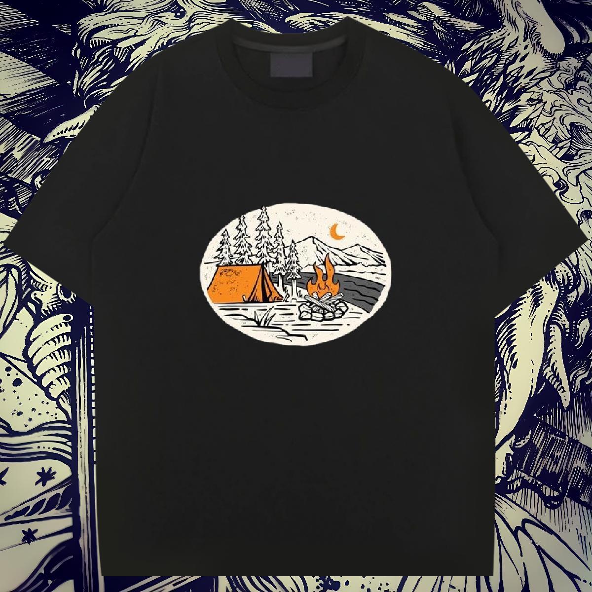 Cool Design Couples T Shirts 230g Pure Cotton Spring Summer mountains Plus Size Custom Short Sleeve O-Neck Designer T Shirts Men Tops