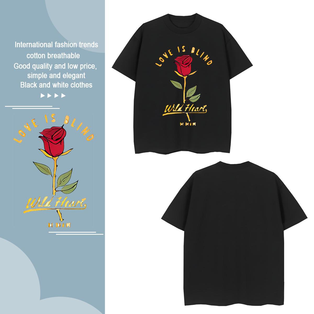 T-Shirts for Men 100% Cotton 230g flower Casual Short Sleeve Soft Floral Print Tshirt for Man Woman Free Shipping Unisex Clothes