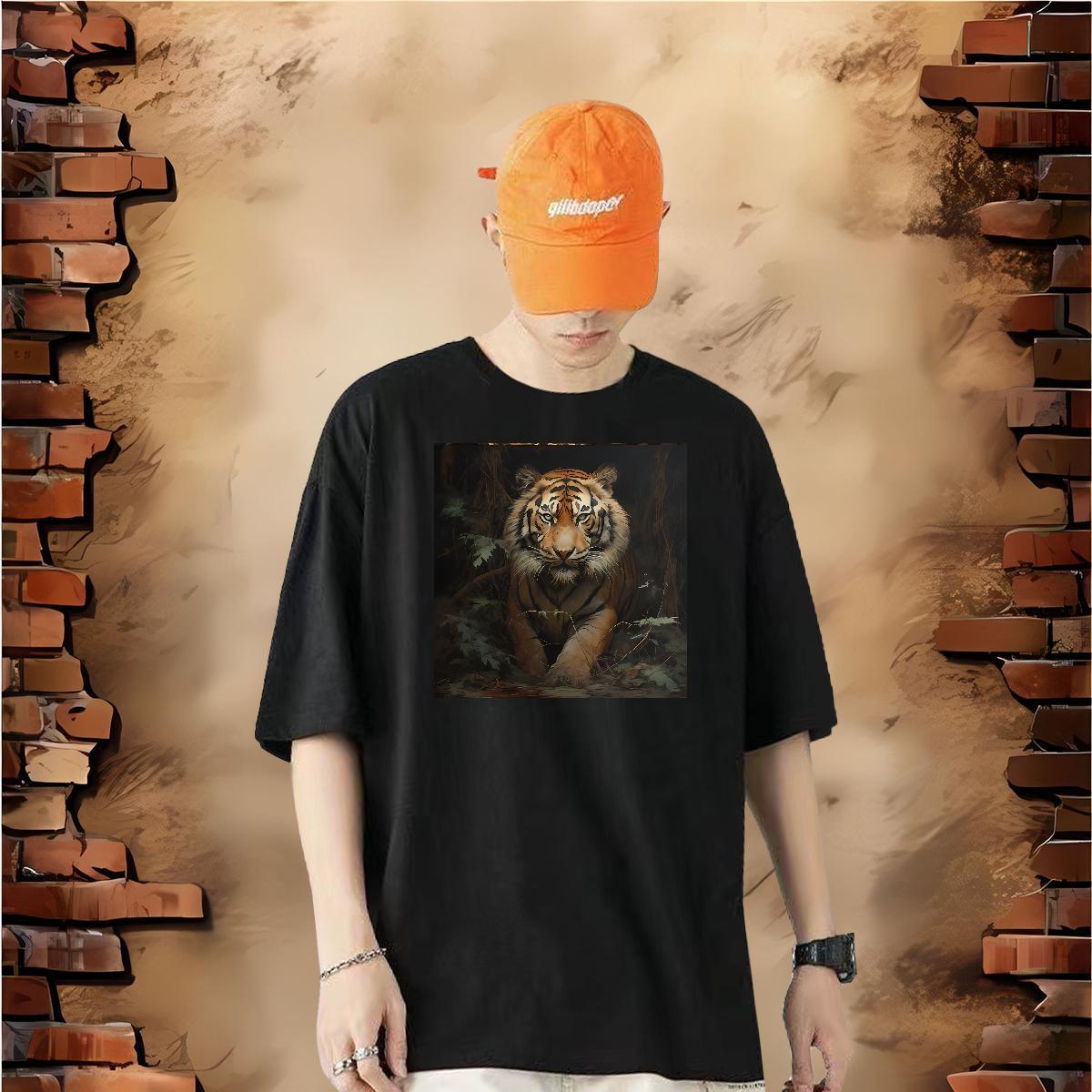 DIY Man T Shirts 230g Cotton tiger Spring Summer Wear Breathable Crew Neck Wholesale Couples T Shirts Custom Printing