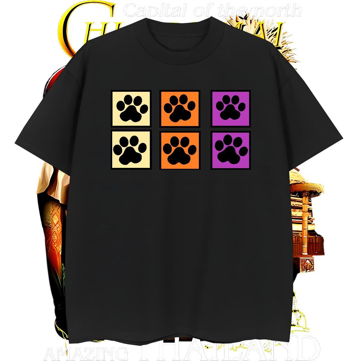 Comfortable Men Tshirts 230g 100% Cotton dog's paw Man T Shirts Hip Hop Short Sleeve Soft Custom Big Size DIY Customized Top Tees