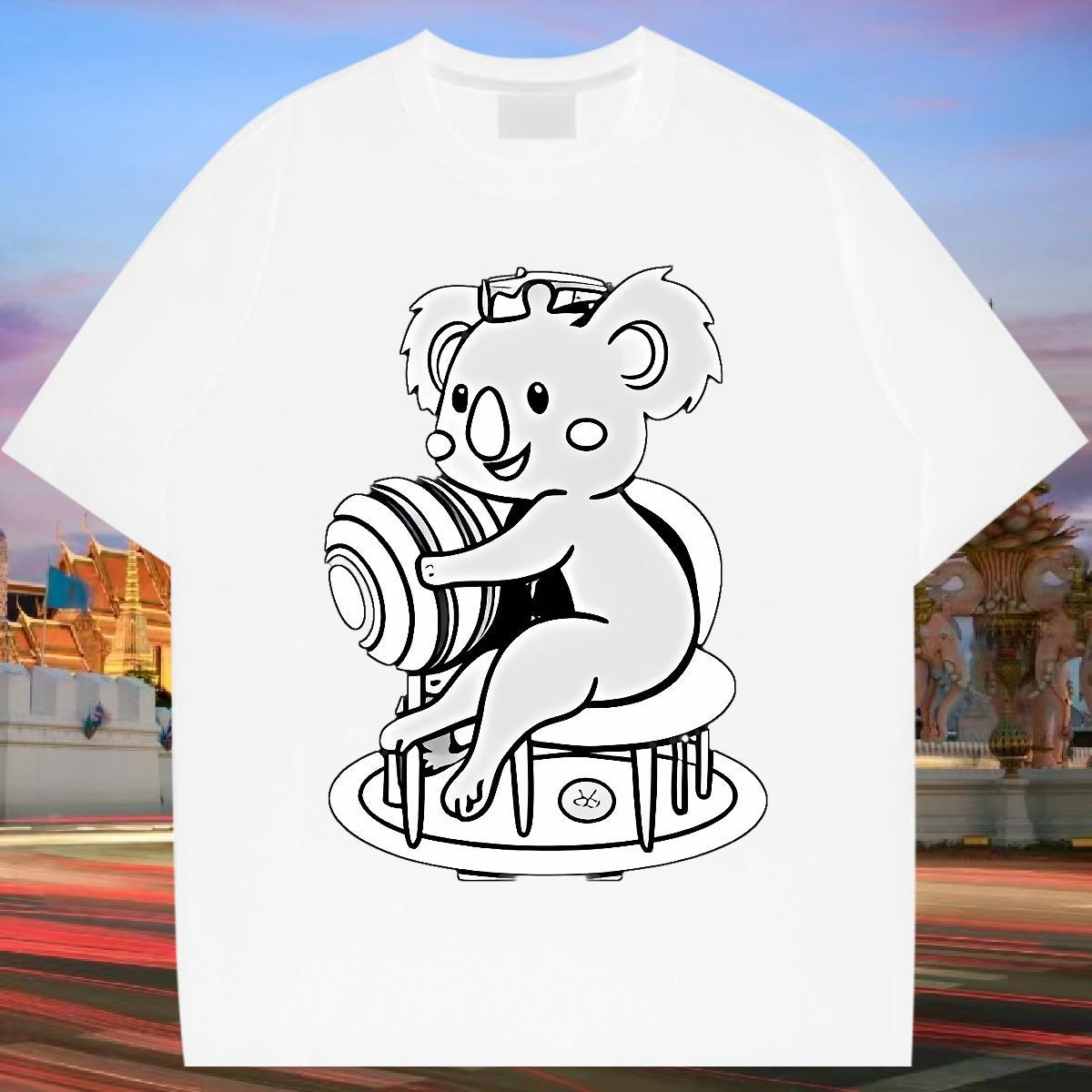Men T Shirts 230g Pure Cotton bear Street wear Hip Hop O-Neck Short Sleeve DIY Printed Tshirts 2024 Free Shipping Tees