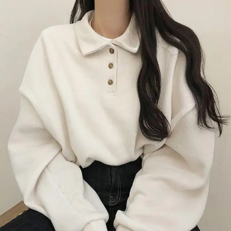 Spring Autumn Winter Korean Casual Female Pullover Fashion Women Blouse Simple Preppy Style Student Loose Soft Warm 240806