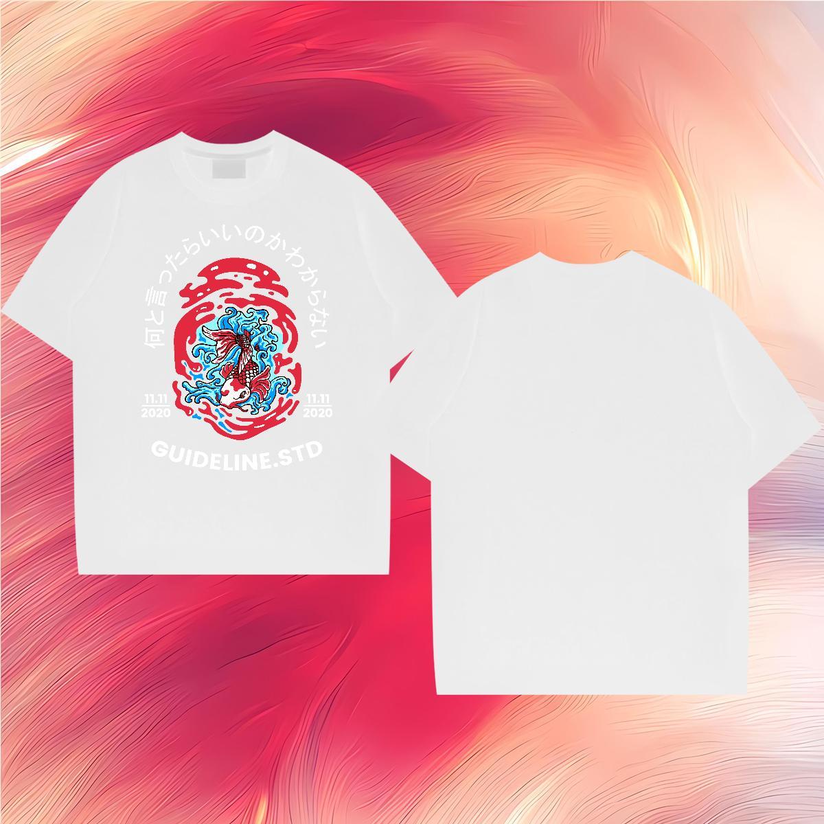 2024 Summer T-Shirts 100% Cotton 230g Hip Hop Street Wear O-Neck Short Sleeve Popular Tshirts DIY Printed