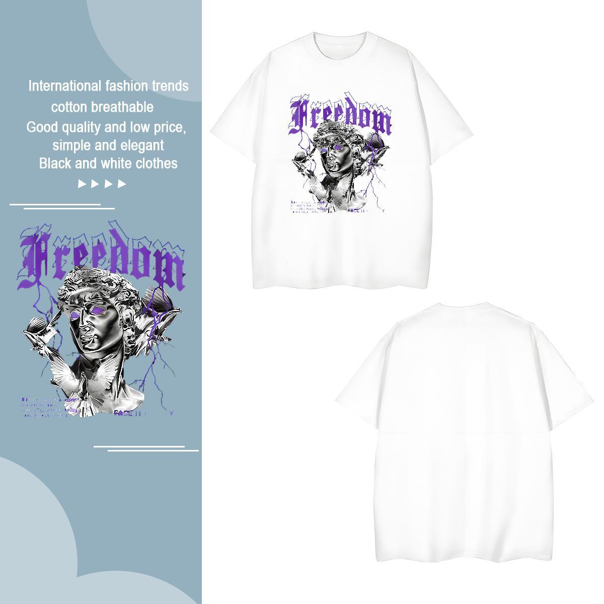 Men T Shirts 230g Pure Cotton portrait Street wear Hip Hop Breathable Crew Neck Custom Anime Tshirts Brand Cool Design Clothings