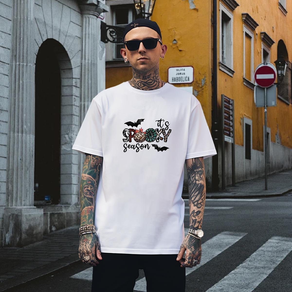 T Shirts Men 230g Pure Cotton halloween Sports Casual Breathable Short Sleeve DIY Printed Men Clothes T-Shirt Classic Loose Tee Shirt