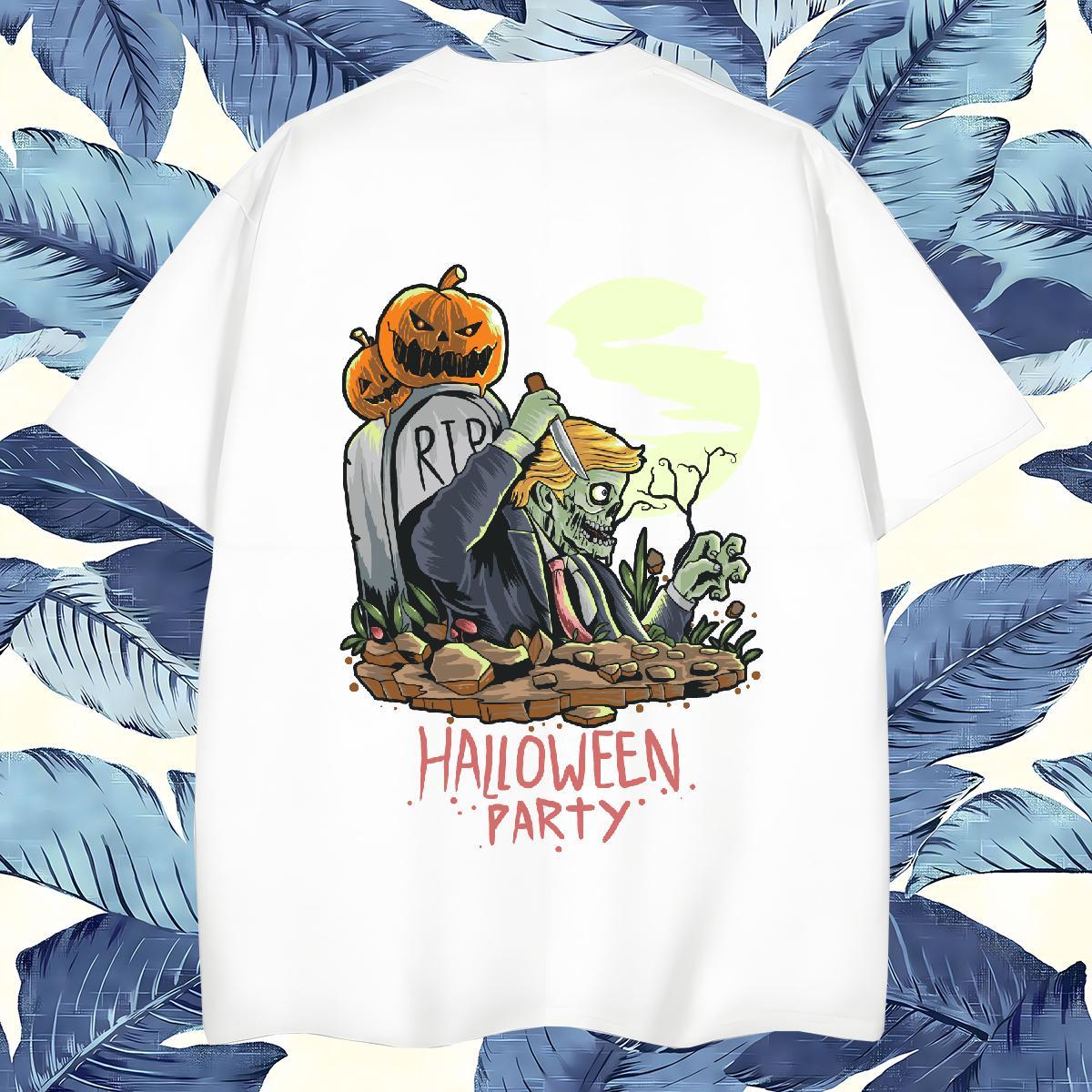 Fashion Design T-Shirts 100% Cotton 230g Halloween Hip Hop Street Tees Crew Neck Brand Men Clothes T-Shirt Oversized