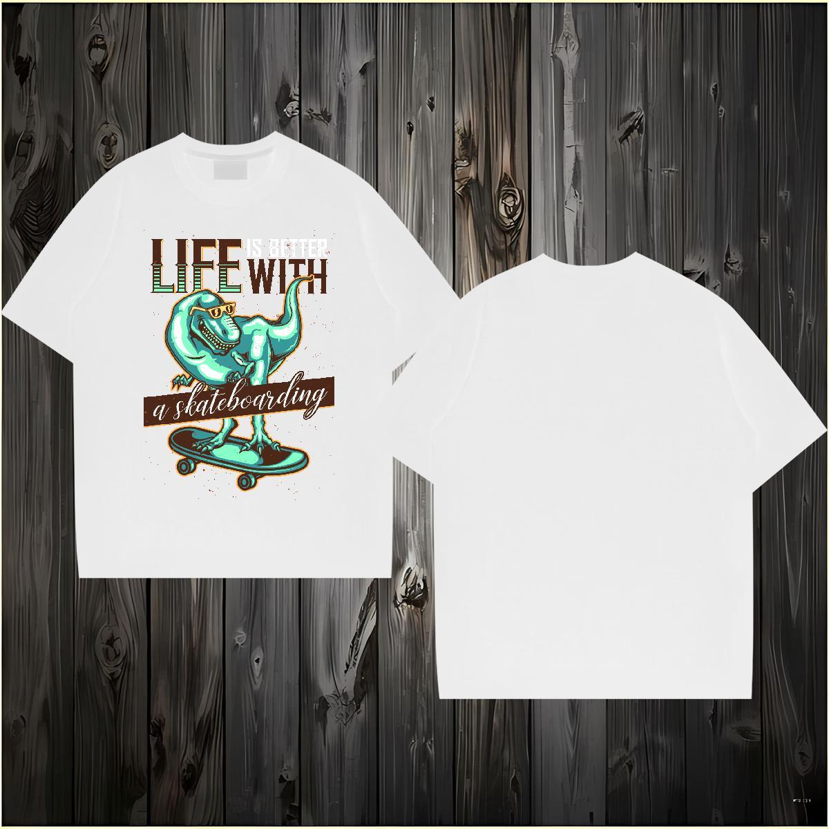 Fashion Design Men T Shirts 230g Cotton dinosaur Sports Casual Wear Breathable Short Sleeve Cool Mens Tshirts Custom Anime