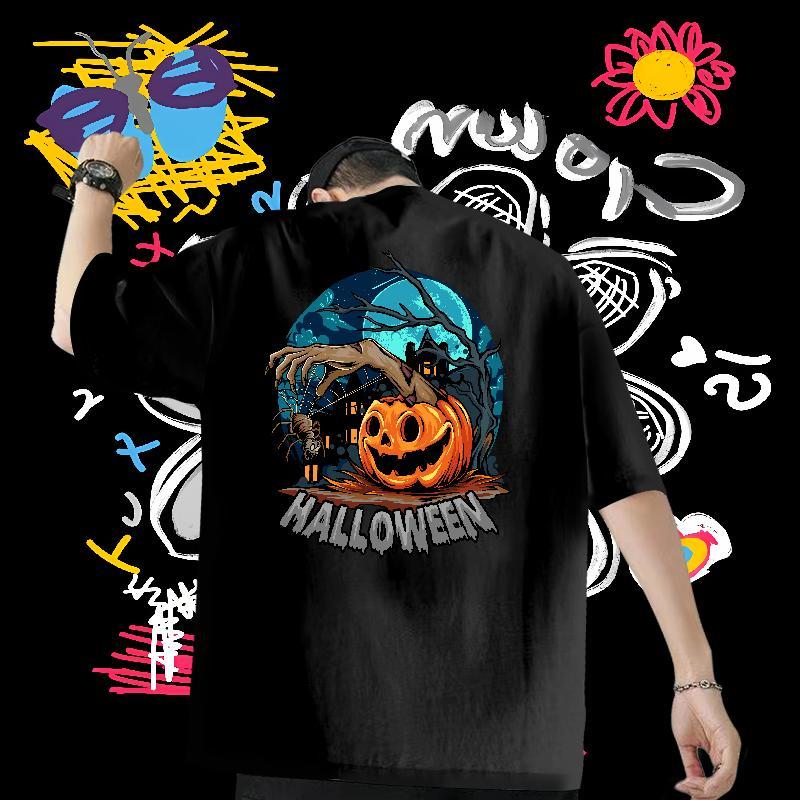 Brand Man T Shirts 230g 100% Cotton pumpkin Casual Tops Crew Neck Breathable Free Shipping Tshirt for Man Woman Graphic