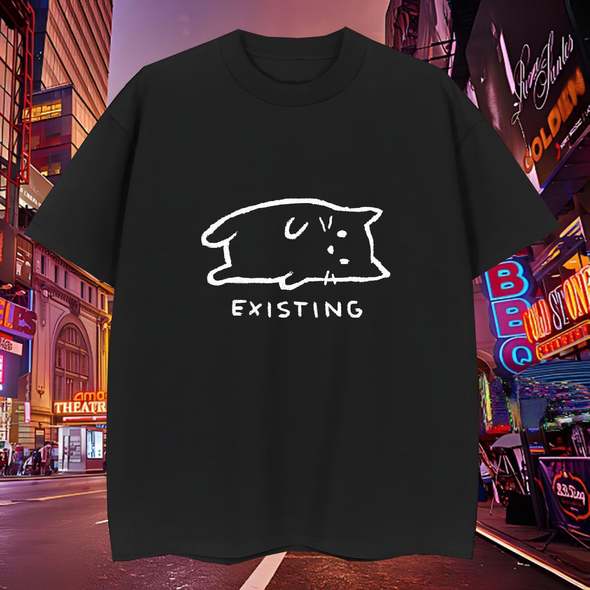 Loose Tshirt for Man Woman 230g 100% Cotton cat Mens T Shirts Spring Summer Breathable Cartoon Printing L-4XL Fashion Top Tees