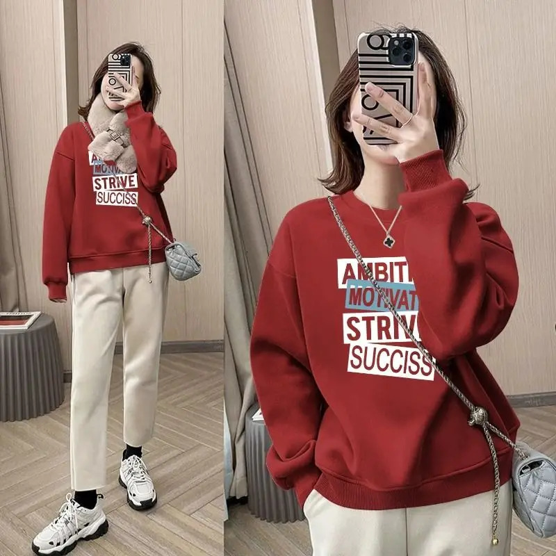 Autumn and Winter Sweaters Womens Loose Fitting Hooded Round Neck Long Sleeved Upper Garment Womens Thin Style Style 240806