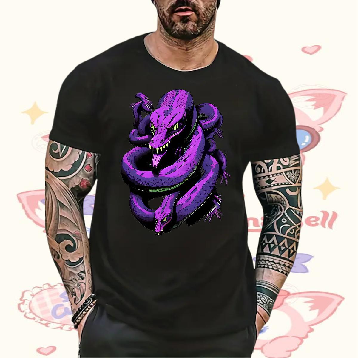 Fashion Design Men T Shirts 230g 100% Cotton snake Outdoor Top Tees O Neck Short Sleeves TOP Quality Men Clothes T-Shirt Customized Print