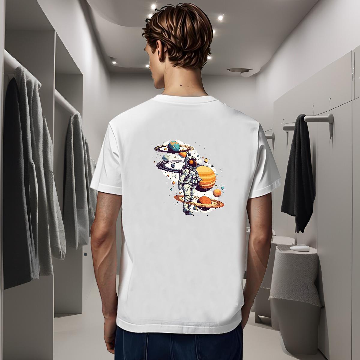 Mens T Shirts 100% Cotton 230g universe Street Breathable Crew Neck Cartoon Printing L-4XL Men Clothes T-Shirt Custom Popular Tops Tees