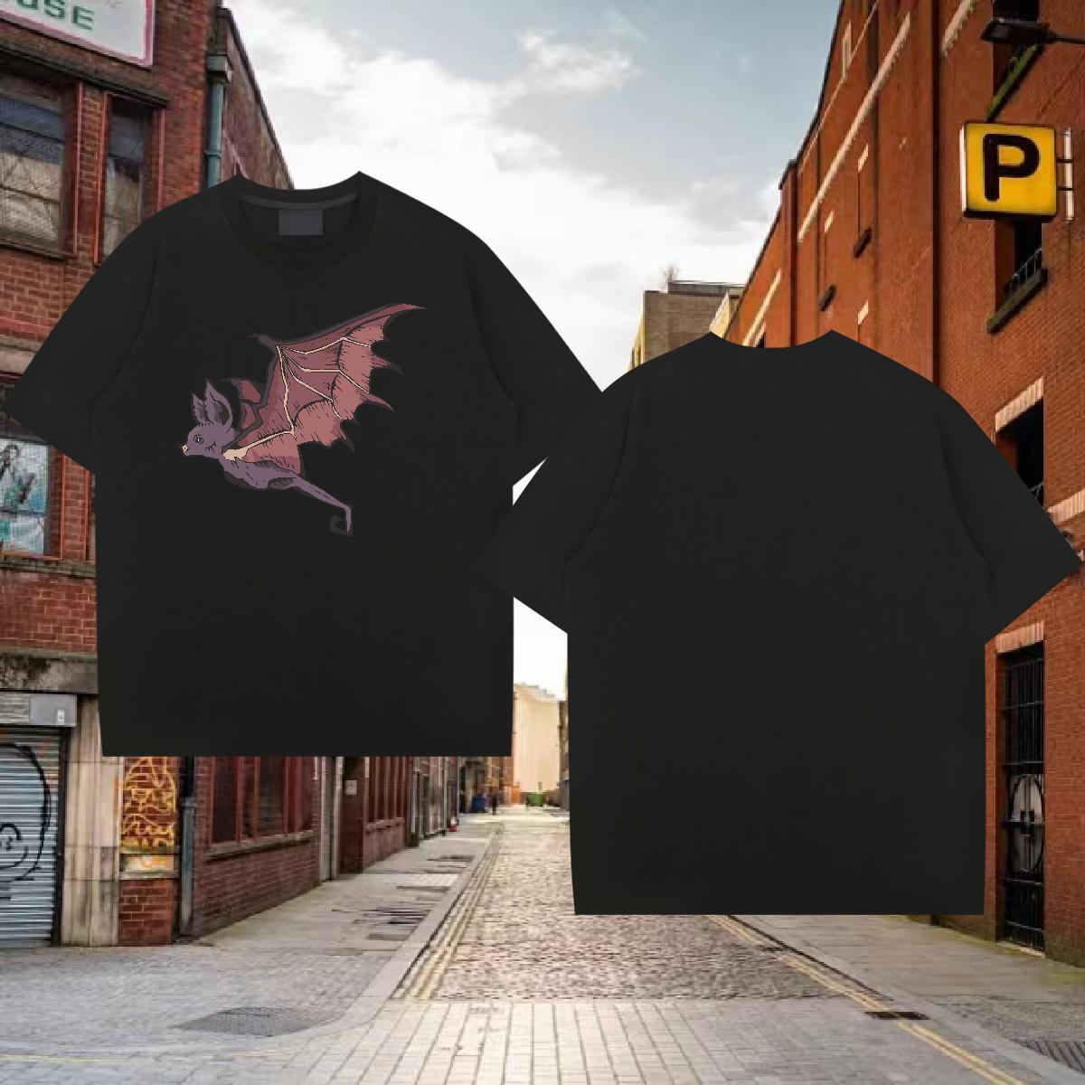 Comfortable Men Tshirts 230g Cotton bat T Shirt For Man Sport Short Sleeve Soft Skull New Designer Clothings