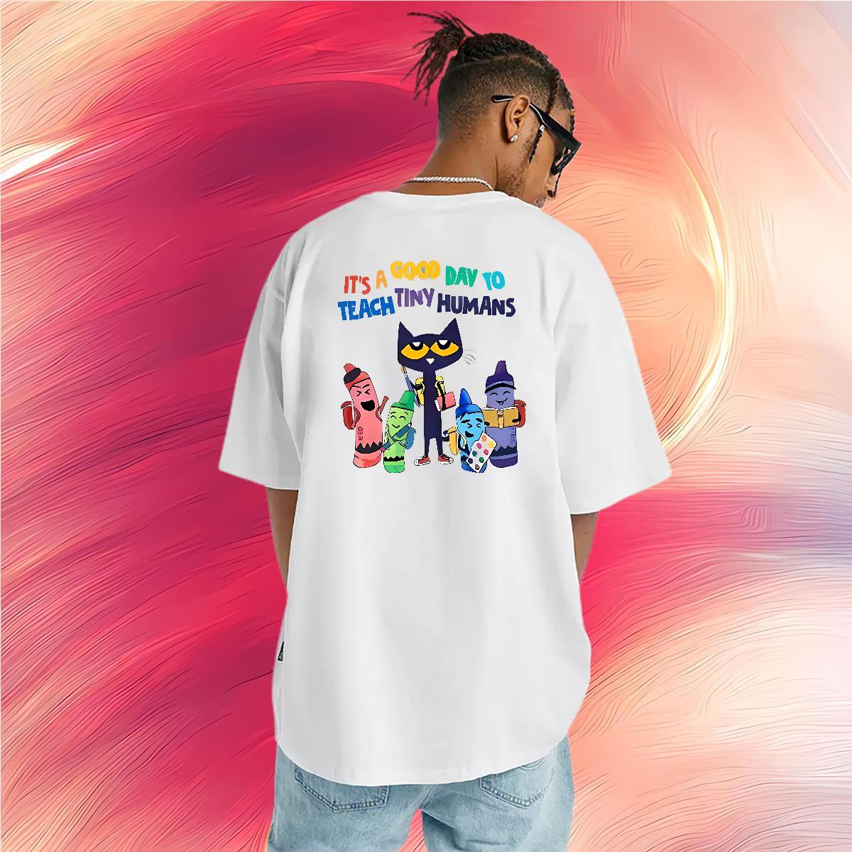 New Arrival T-Shirts for Men 230g 100% Cotton cat Home Outdoor Clothings Breathable Loose Fit Men Tees Oversized