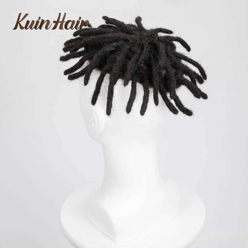 Dreadlocks Afro Curly Men Toupee 100% Wigs Durable Fine Mono Natural Hairpiece Mens Capillary Prothesis For Black MeM240806