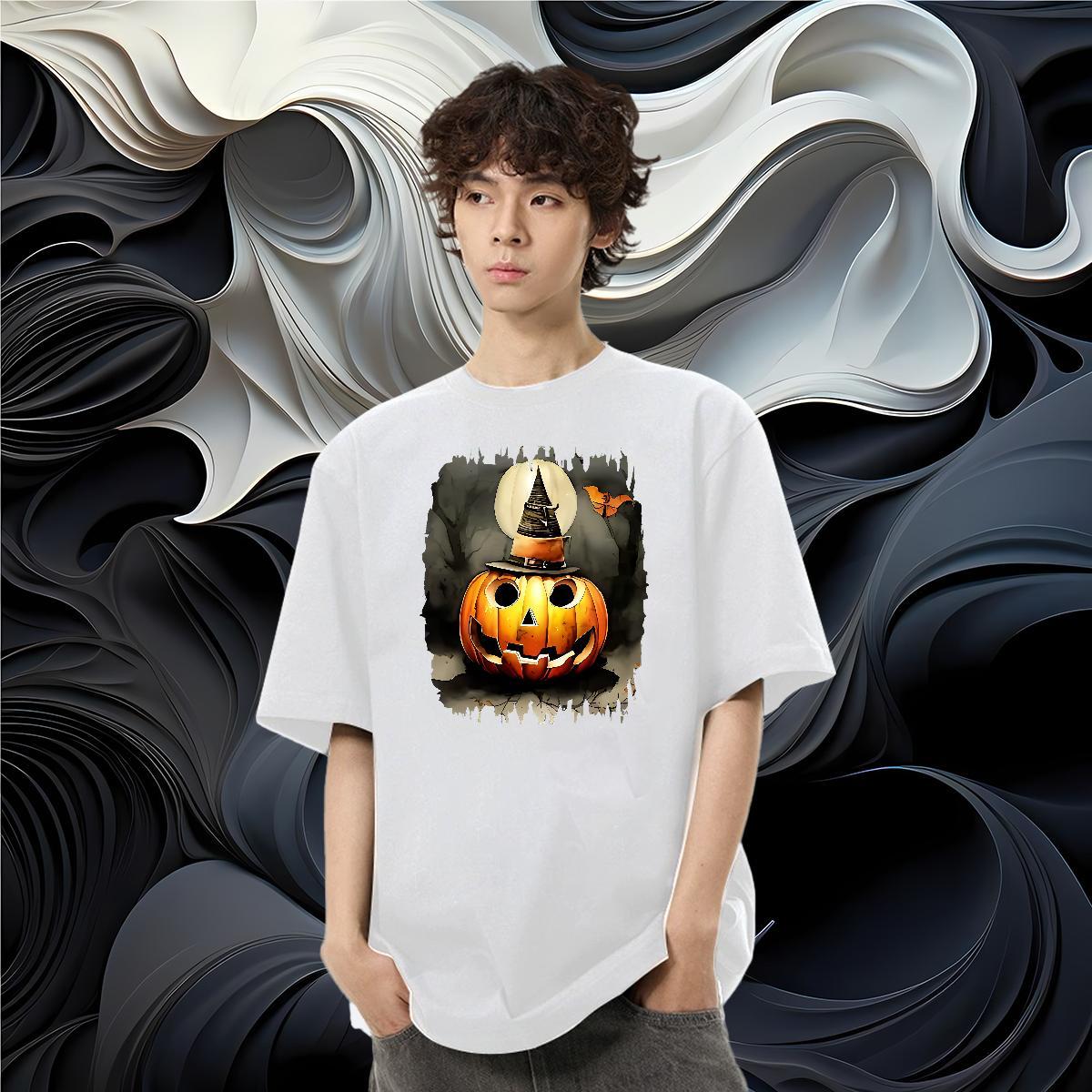 New Designer T shirt 100% Cotton 230g pumpkin Hip Hop Tshirts Breathable Short Sleeve Cool Mens Tshirts DIY Printed