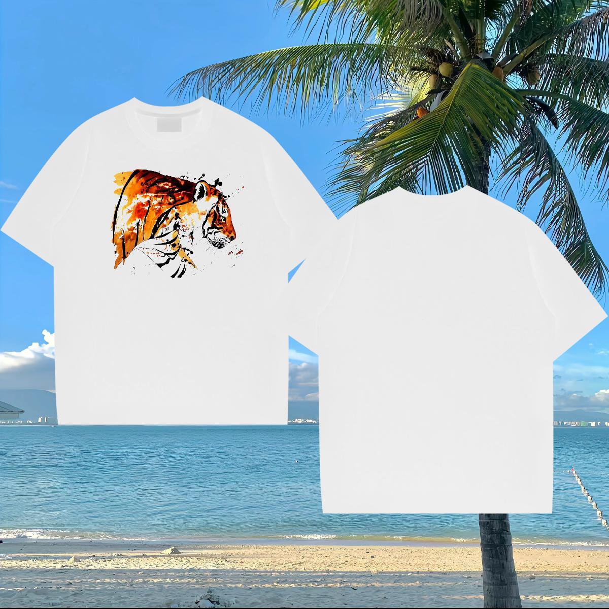 New Arrival T Shirt For Man 100% Cotton 230g tiger Sport Tee Shirt O-Neck Short Sleeve Wholesale Men Tshirts Skull
