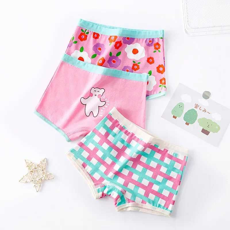 TECHOME 3Pcs/Lot Childrens Underwear Chirdren Underwear Cute Girls Underwear Flower Cute Pants Baby Cotton Underwear ColorW240715