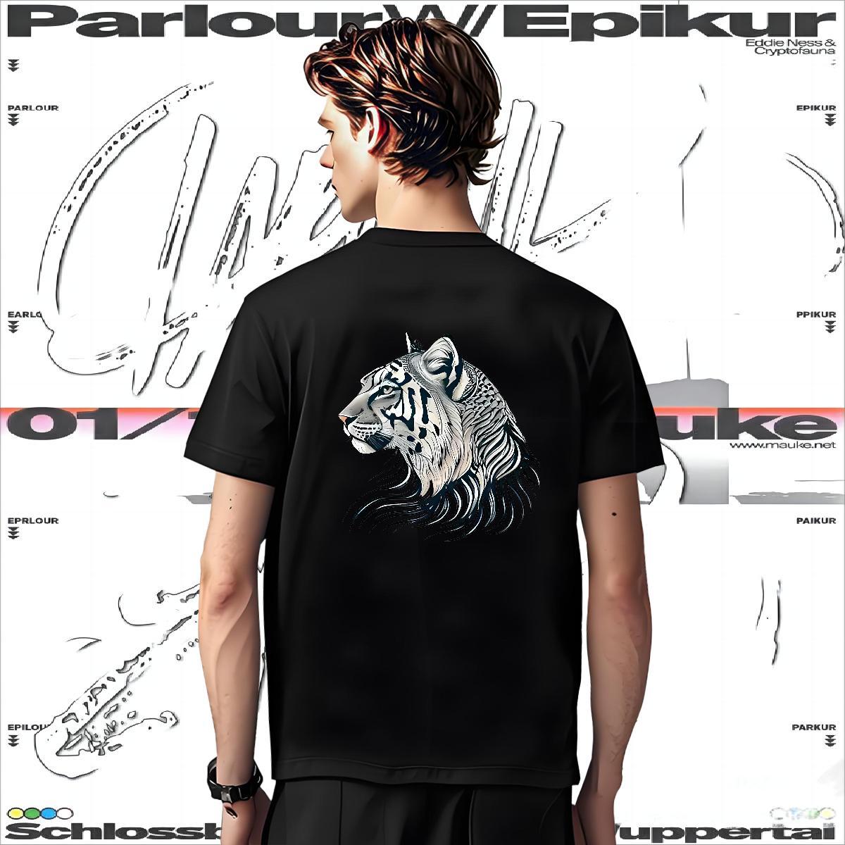 Customized T shirt 230g 100% Cotton tiger Street Tops Tees Breathable Crew Neck High Quality Men Tees Black Oversized