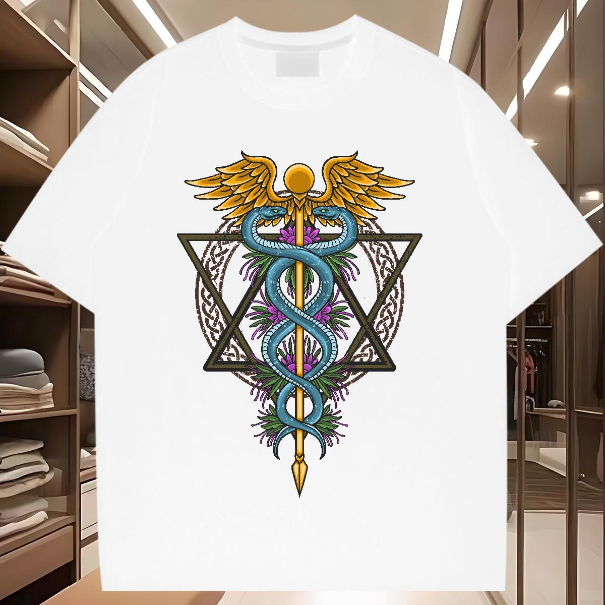 Fashion Casual T shirt 100% Cotton 230g snake Beach Tshirts O Neck Short Sleeves Cool Design Tshirt for Man Woman Black White