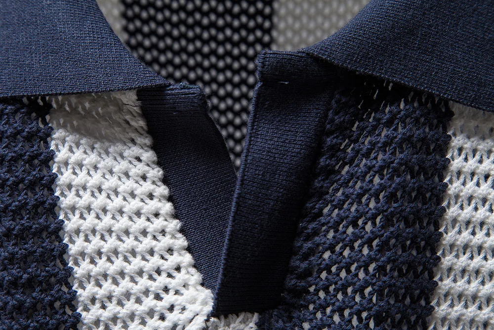 Summer formal mens social shirt short sleeved polo Tshirt striped business top casual cotton 240806