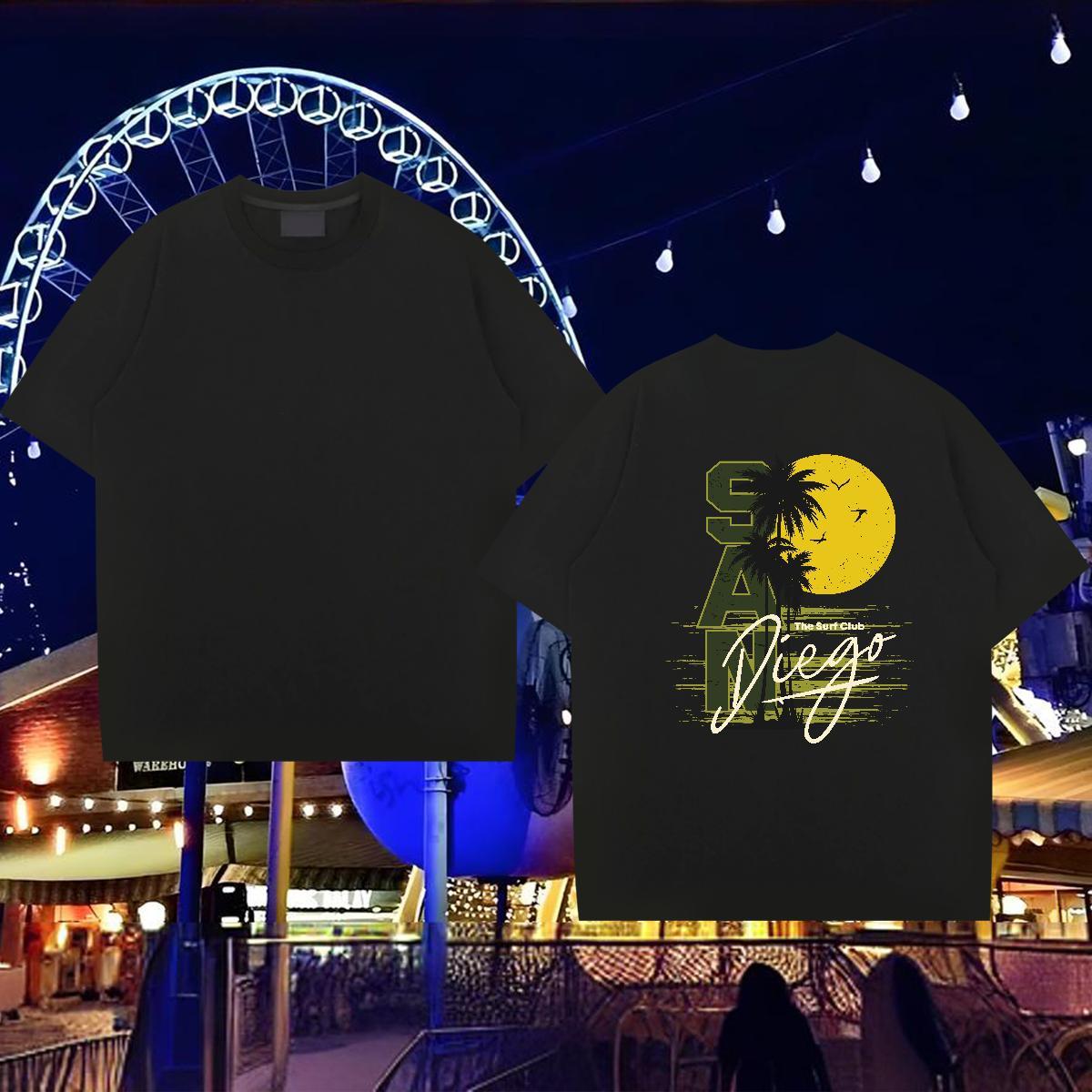 Free Shipping Man T Shirts 230g Pure Cotton tree Street Casual Tops Breathable Classic Tshirts Oversized