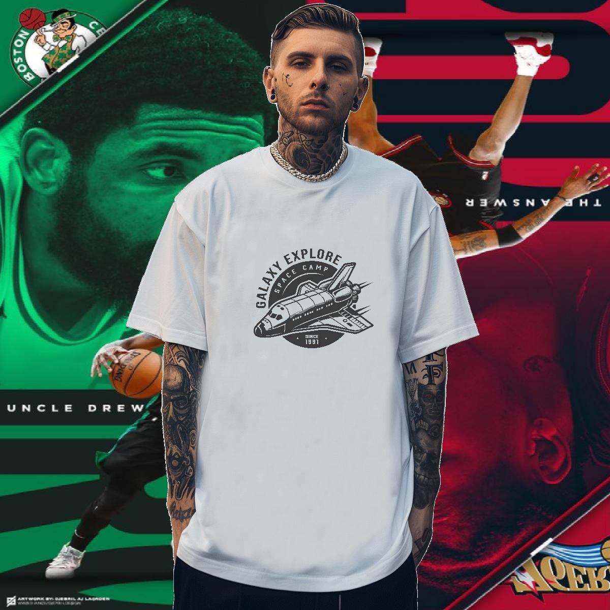 Men T Shirts 230g 100% Cotton outer space Anime Printing Street Breathable Crew Neck Custom Printed Men Tops Tees Designer Loose Tops Shirt