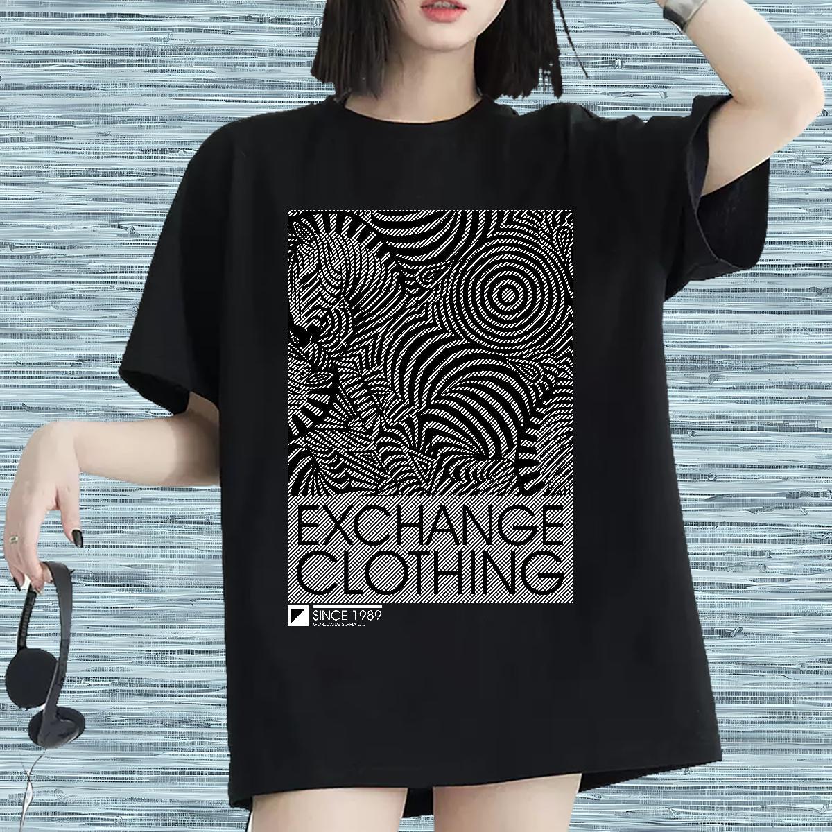 Loose fit T Shirt For Woman O-Neck Short Sleeve Women Tees DIY Anime Printed zebra Beach 230g Pure Cotton New Arrival Tops Tees