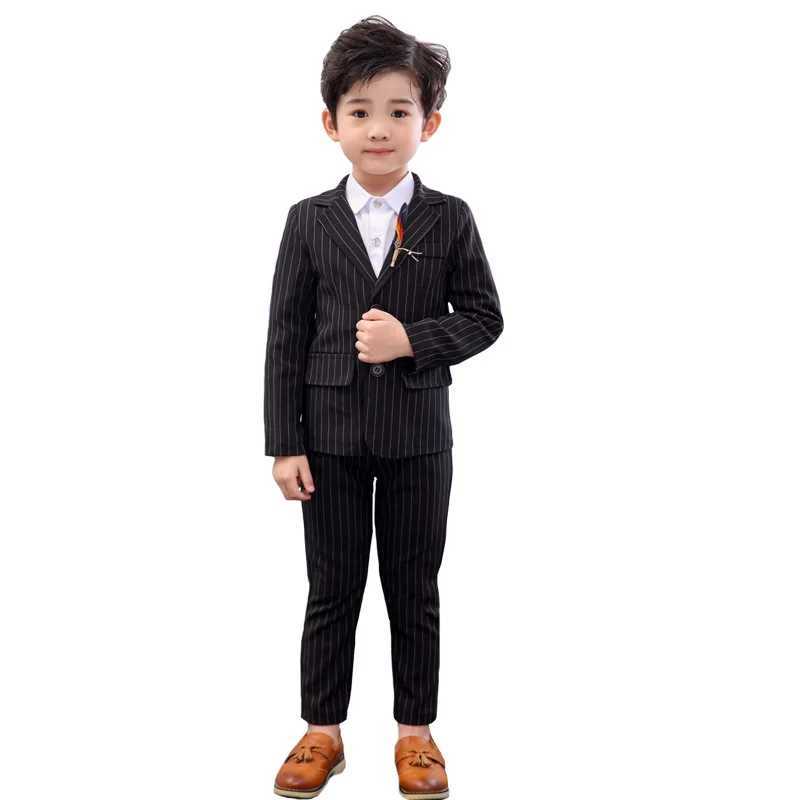 Suits Japan Boys White Black Jacket Pants 2Pcs Clothing Set Gentleman Kids Formal Wedding Suit Children Performance Graduation Dress