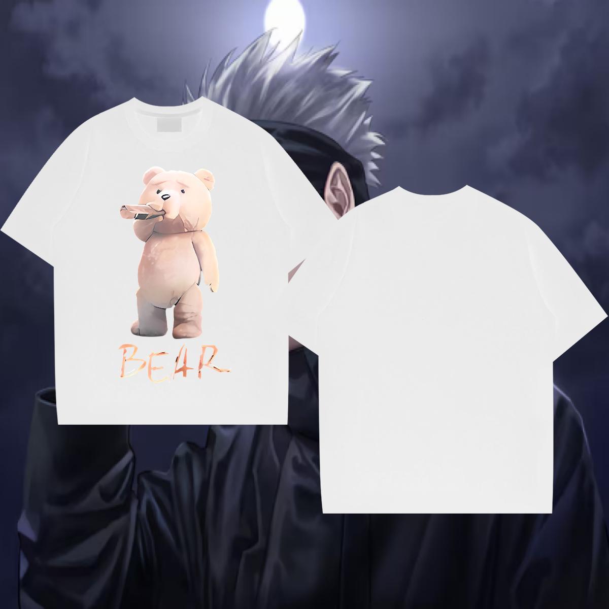 Fashion Casual Mens T Shirts 230g 100% Cotton bear Outdoor Tees Shirts Breathable Soft Loose Fit Couples T Shirts Plus Size Custom