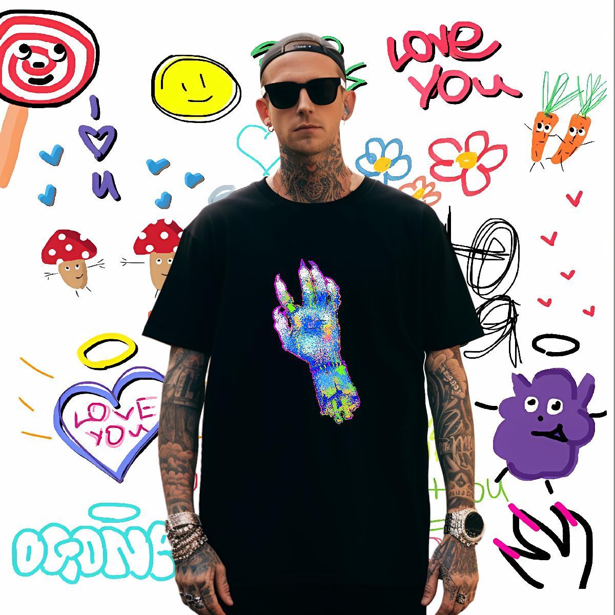 T-Shirts 230g Pure Cotton hands Hip Hop Short Sleeve O-Neck Customized Tshirts Casual New Classic Tops Tees