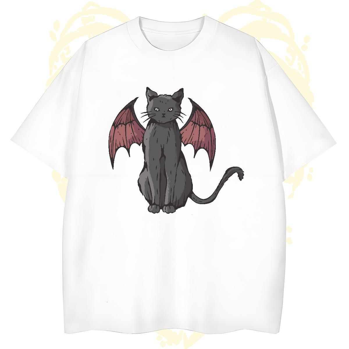 Brand Couples T Shirts 230g Pure Cotton cat T-Shirts Street wear Hip Hop Crew Neck Breathable Plus Size Cartoon Fashion Design Tops Tees