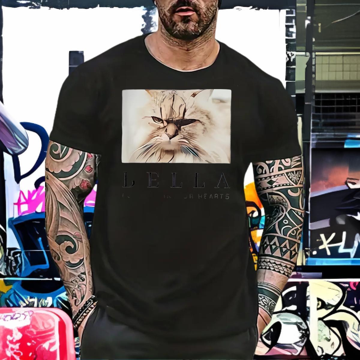 Designer Fashion T Shirt For Man 100% Cotton 230g cat Anime Printing Street Tshirts Short Sleeve O-Neck Loose Fit Mens Tshirts Asian Size