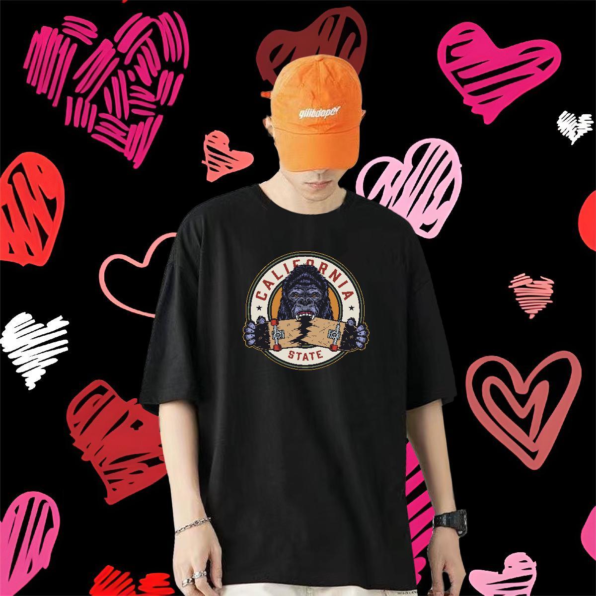 Custom Mens T Shirts 230g Cotton Street wear Hip Hop Tees Shirts Short Sleeve O-Neck Wholesale Mens Tshirts Floral Print