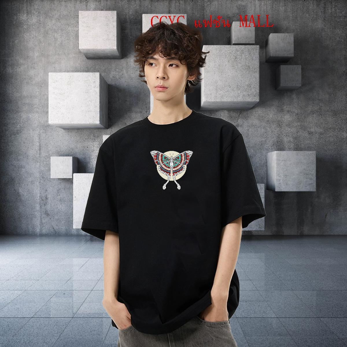 High Quality Men Tees 230g 100% Cotton Casual Butterfly DIY Logo Oversized O Neck Short Sleeves New Designer Man T Shirts Tops Tees