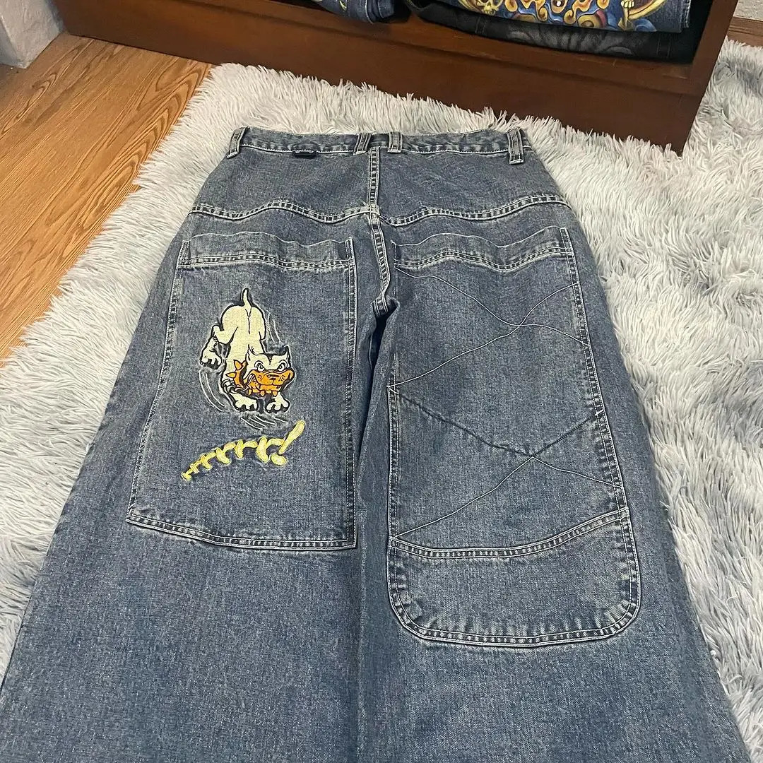 High Waist Big Pocket Hip Hop Baggy Denim Jeans Y2K Harajuku Casual FashionTrend Straight Pants Versatile Couple Trousers 240806