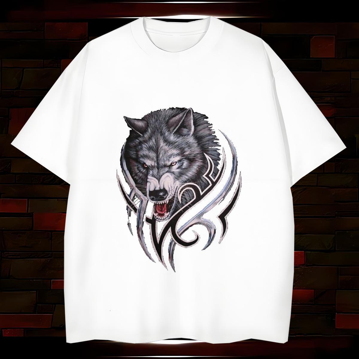 Fashion Design Mens T Shirts 230g Cotton wolf Casual Daily Wear Clothings O-Neck Short Sleeve Cool Mens Tshirts Custom Print Plus Size
