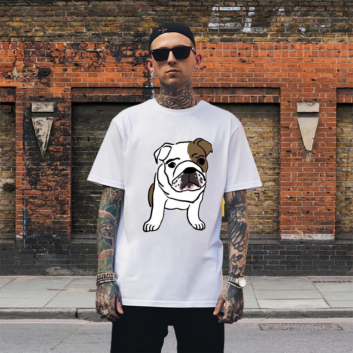 Unisex Men Clothes T-Shirt 230g Pure Cotton Daily Outfit Dog Customized Breathable Short Sleeve New Arrival Men T Shirts Tops Tees