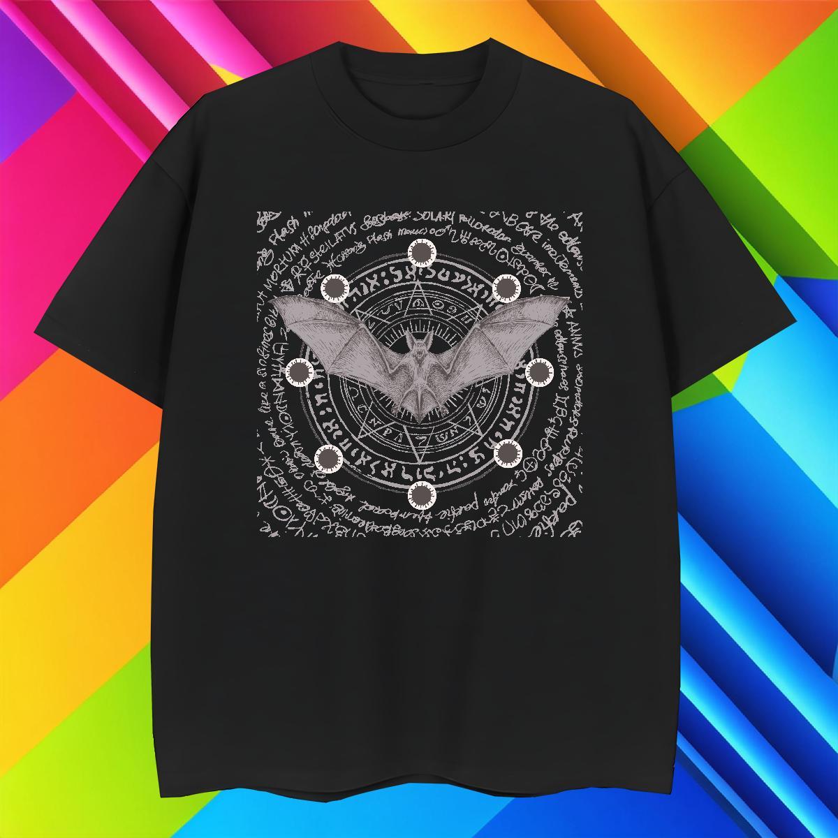 Loose Fit Mens Tshirts 230g 100% Cotton bat T-Shirts Summer Casual Breathable Short Sleeve Anime Print DIY Customized Clothings