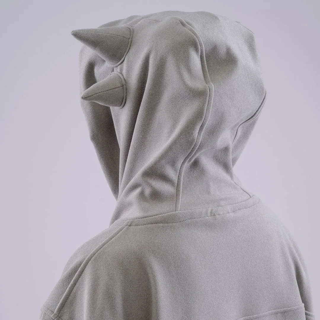 Y2k Pullover Devil Horn Long Sleeved Hoodie Sweater Vintage Streetwear Hip Hop Rap Trendy Wear High Street Dark Winter Tops 240806