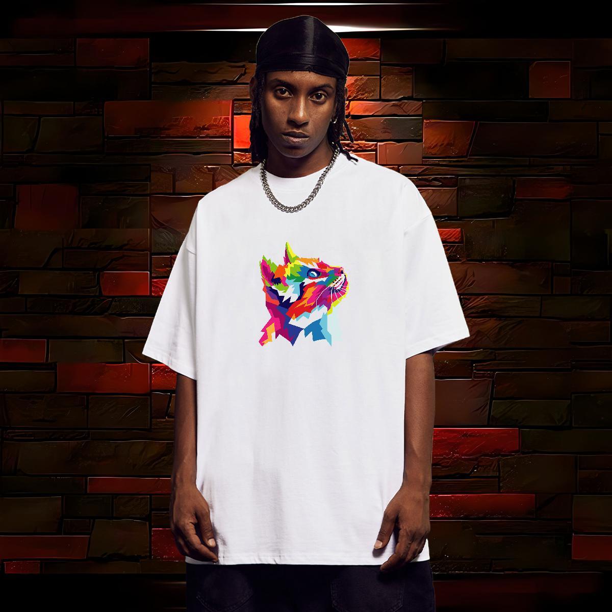 Fashion Design Men T Shirts 100% Cotton 230g cat Hip Hop Tees Shirts Crew Neck Breathable Cool Men Tees DIY Anime