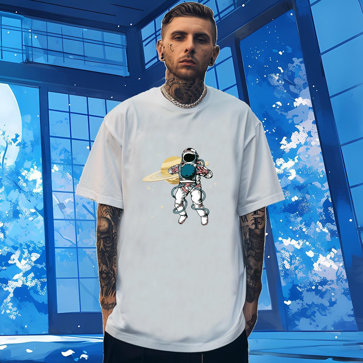 T-Shirts 230g Pure Cotton universe Street Breathable Short Sleeve DIY Anime Men Clothes T-Shirt Casual New Popular Tops Shirt