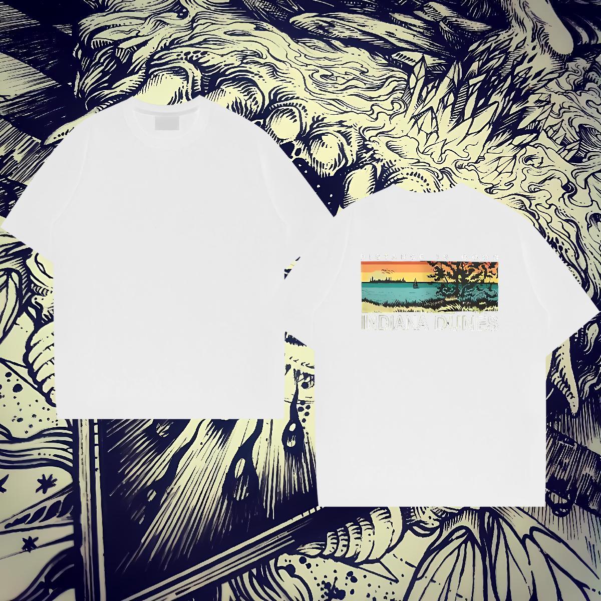 Factory Direct T Shirt For Man 100% Cotton 230g tree Street Wear Tops Shirt Crew Neck Soft Tshirt for Man Woman Black White