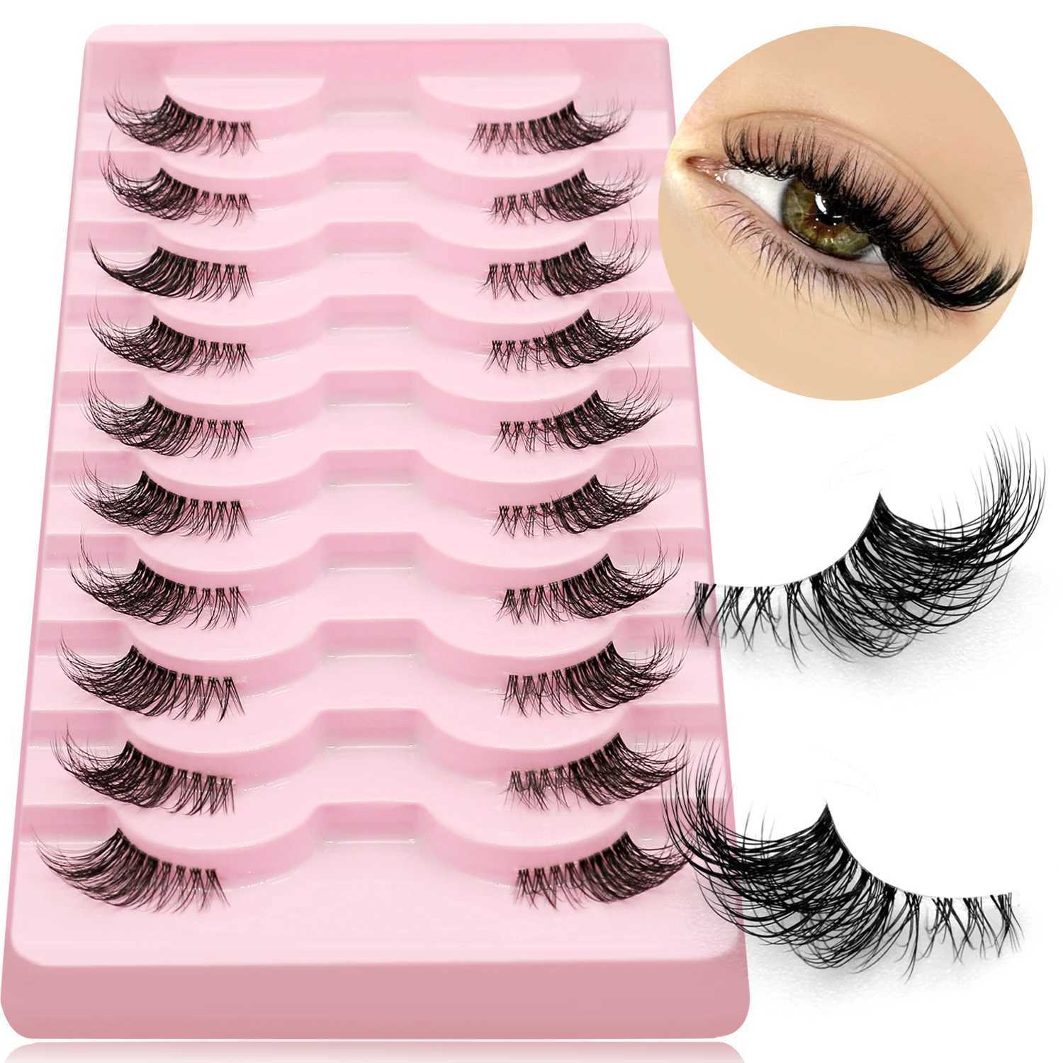 GROINNEYA Half Eyelid 5/6/10 Double Cat Eyelid Transparent Strap False Eyelash Enhancement Natural Appearance Eyelash Extension W240803