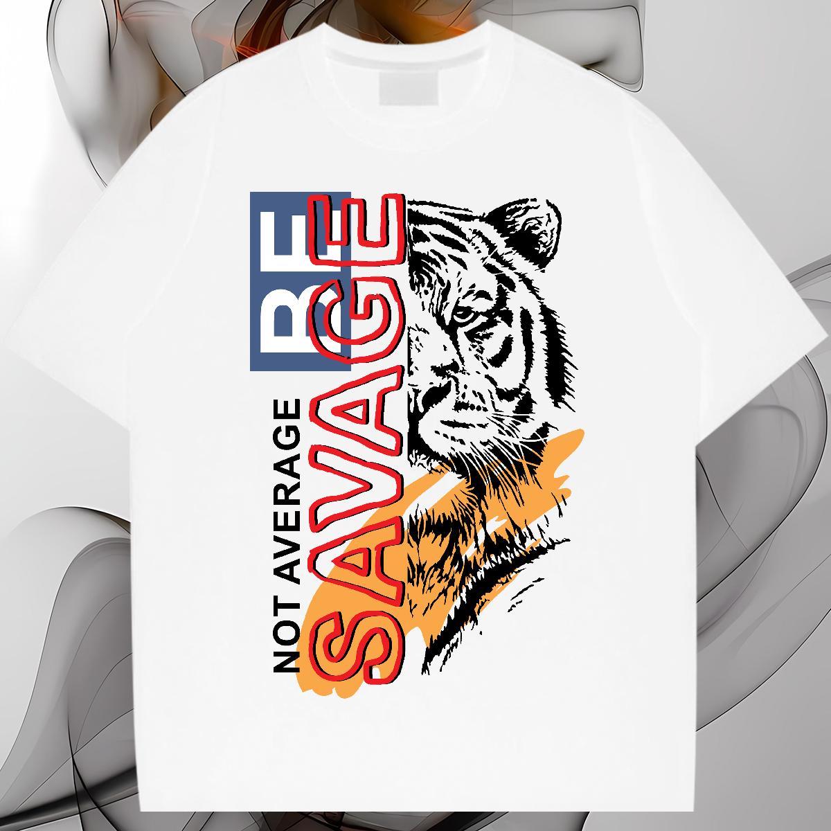 Fashion Designer T-Shirts for Men 230g 100% Cotton tiger High Street Hip Hop Tee Shirt Breathable Short Sleeve Free Shipping Men Clothes T-Shirt Graph